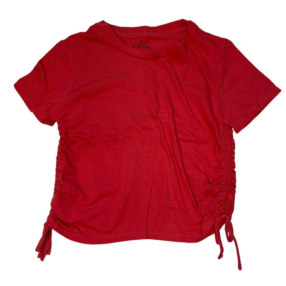 Art Class Girls Red Ruched Side Drawstring T-Shirt Top Size S (6/6X)